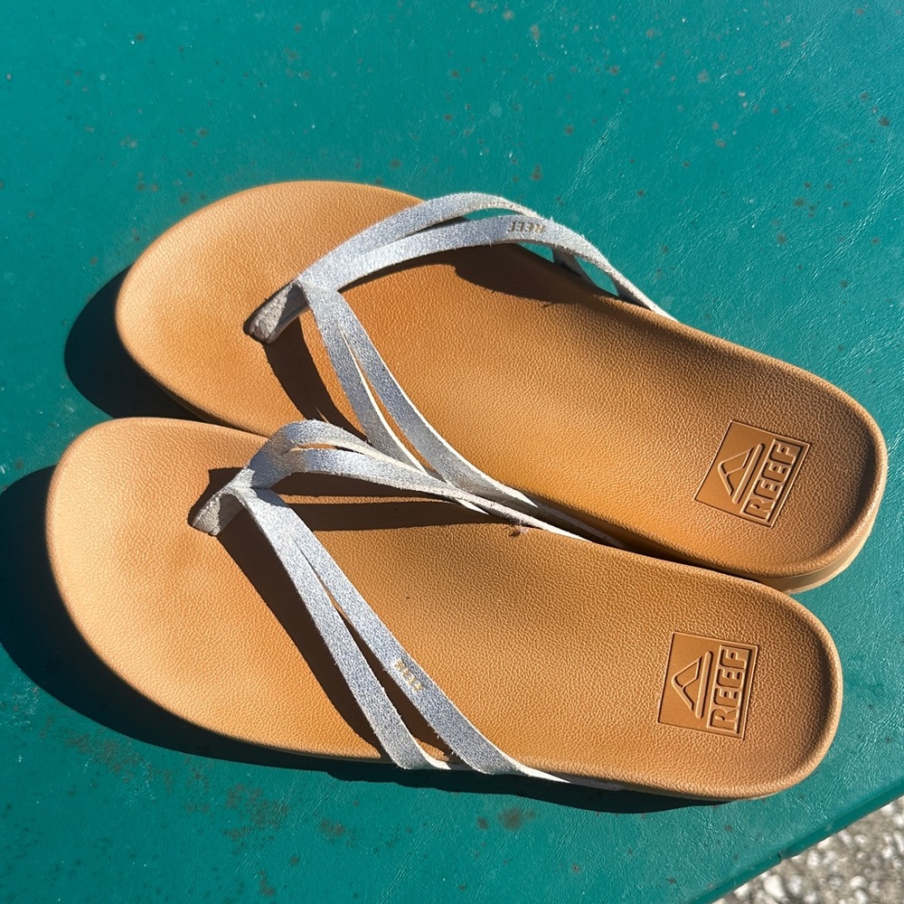 Reef Tan Sandals with Silver Straps